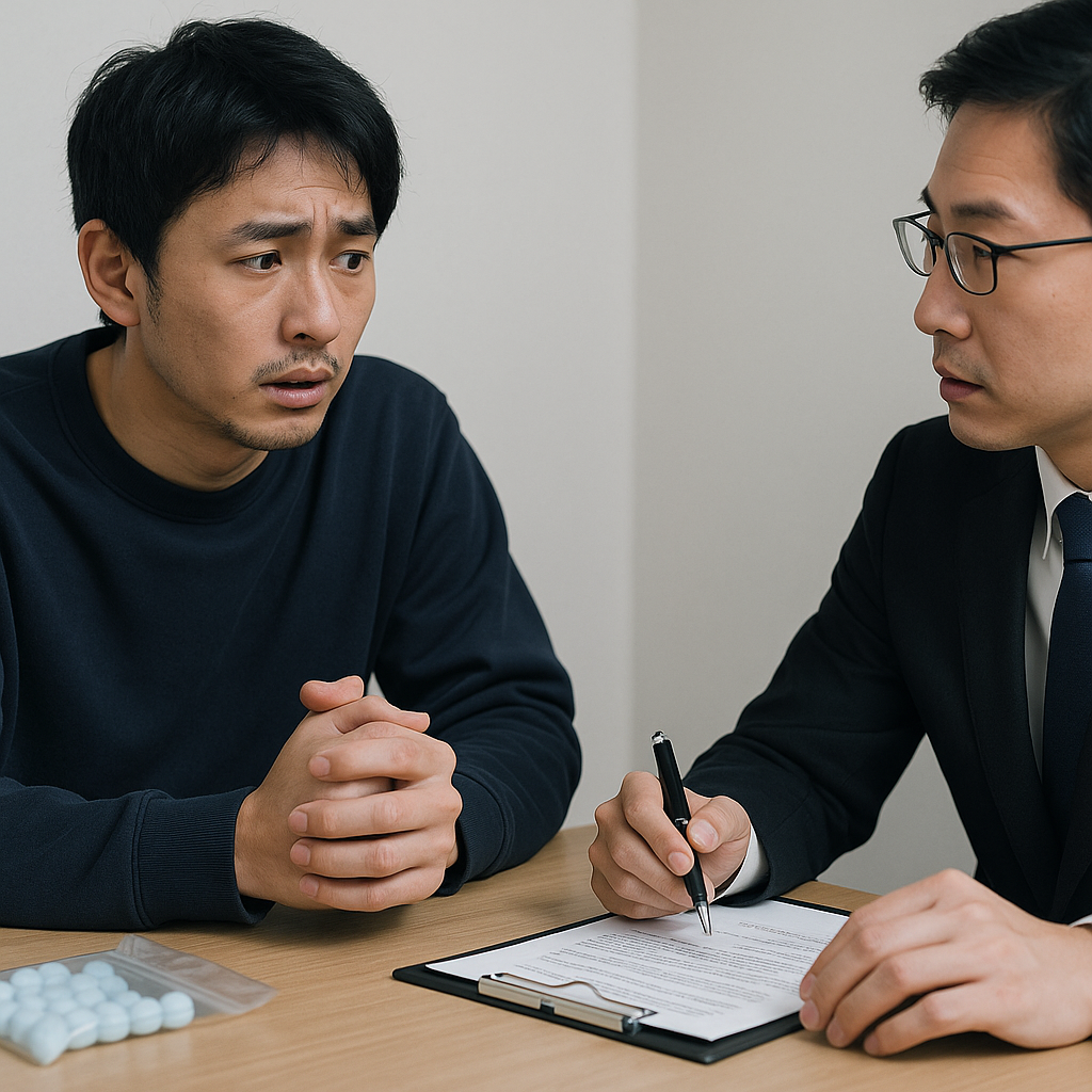 弁護士に相談している男性